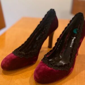 Rebecca Sanver Heels Red and Black Classic Heels with Medium Heel Height